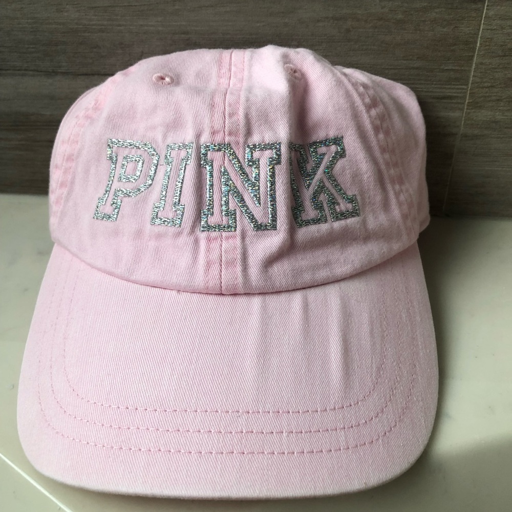 Pink/Sparkly Silver, VS Pink Baseball Hat, OS